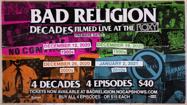 «Decades»: mira los recientes shows temáticos completos de Bad Religion a través de cada una de sus décadas