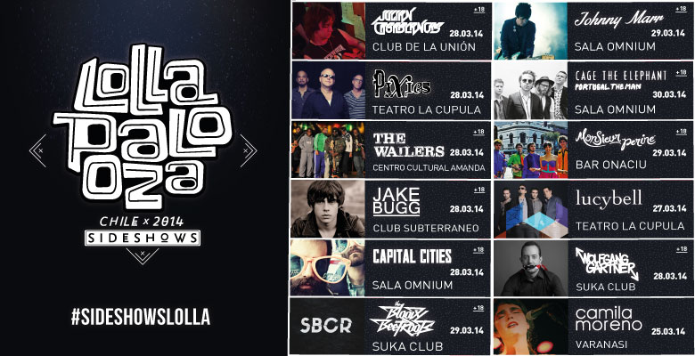 Revisa el calendario final oficial de todos los sideshows Lollapalooza 2014