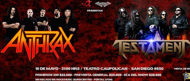 Se extiende preventa de concierto de Anthrax y Testament en Chile