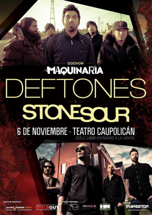 Deftones y Stone Sour agendan sideshow en Chile