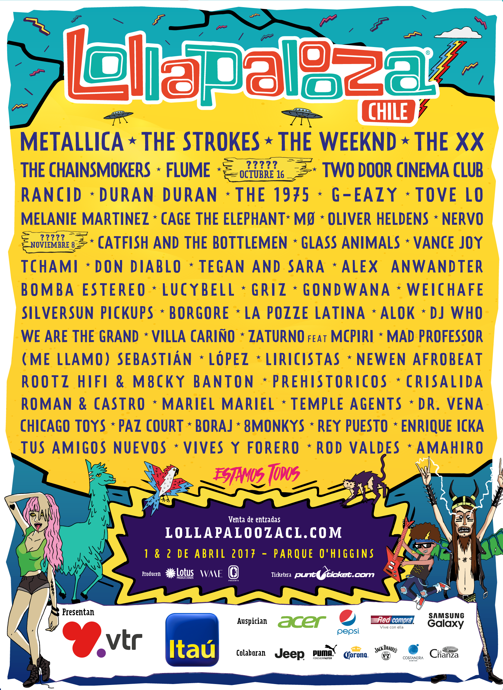 Lollapalooza Chile anuncia su cartel completo: Metallica, The Strokes, Duran Duran, Rancid y más