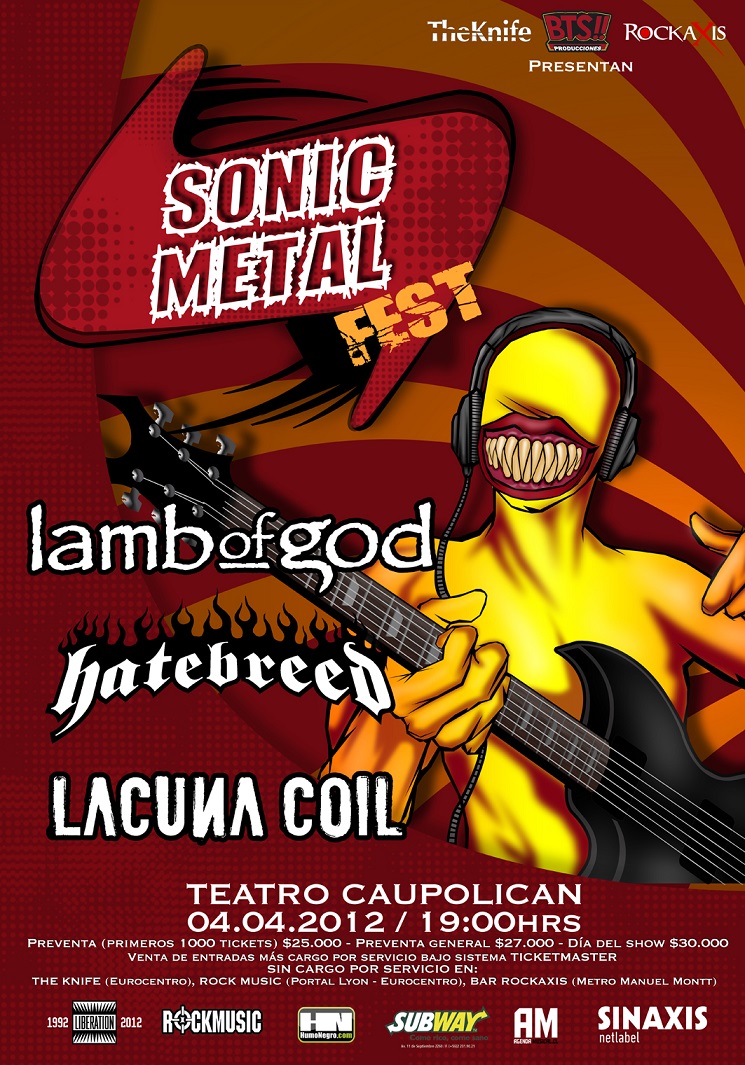 Revisa toda la info del Sonic Metal Fest : Lacuna Coil, Lamb of God y Hatebreed en Chile