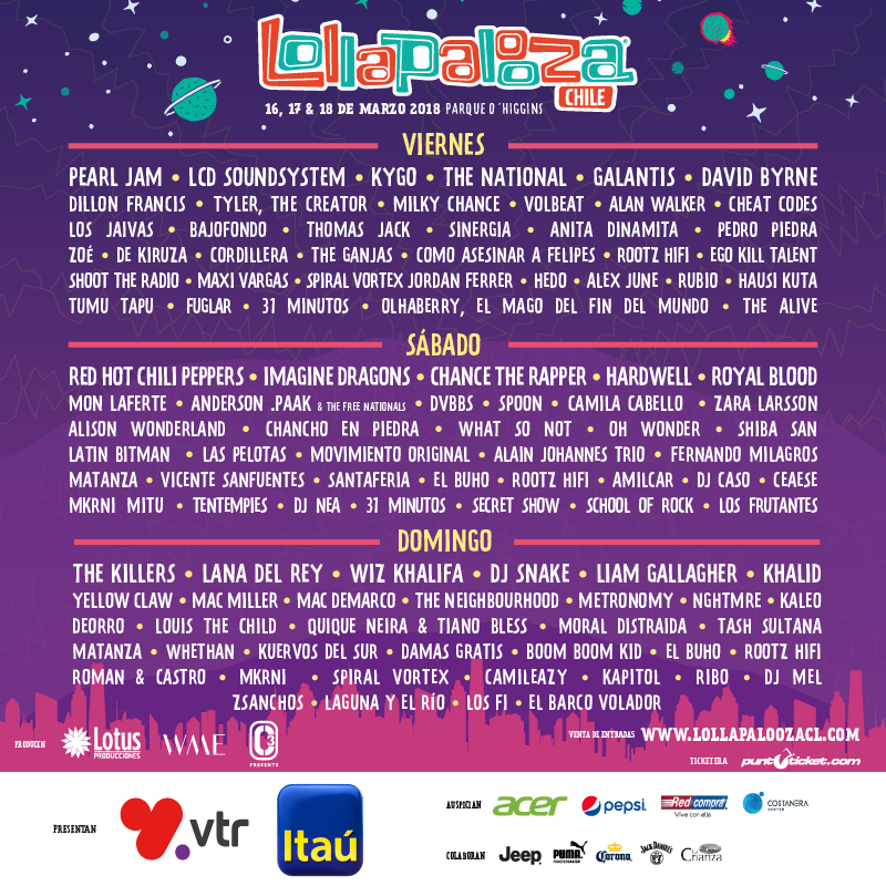 Lollapalooza Chile 2018 anuncia lineup por día: Revísalos acá