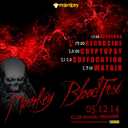 Revisa los horarios del Monkey Blood Fest (Watain/Cryptosy/Suffocation/Recrucide)
