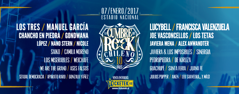 La Cumbre del Rock Chileno vuelve al Estadio Nacional el 7 de enero