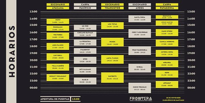 Festival Frontera revela horarios por banda y artistas, revisa toda la programación