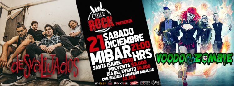 Chile on the Rock celebra sus 4 años con las bandas nacionales Voodoo Zombie y Desvalijados en vivo
