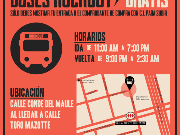 Revisa la info de los buses gratuitos de traslado para el Festival Rockout
