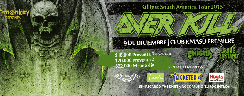 Overkill vuelve a Chile en diciembre: revisa info y valores