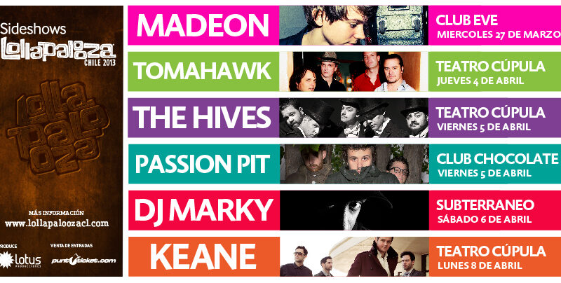 Lollapalooza 2013 anuncia sideshows: The Hives, Tomahawk y Keane entre varios otros