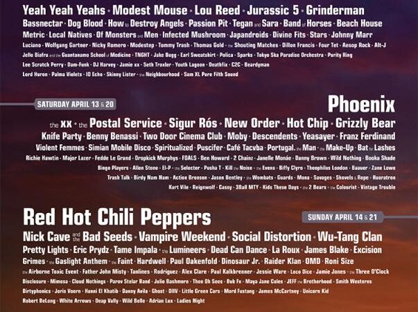 Se revela line-up completo del festival de Coachella 2013