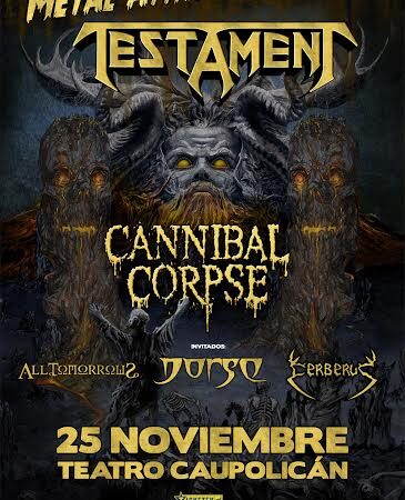 Concierto de Testament y Cannibal Corpse incluirá bandas chilenas de primer nivel