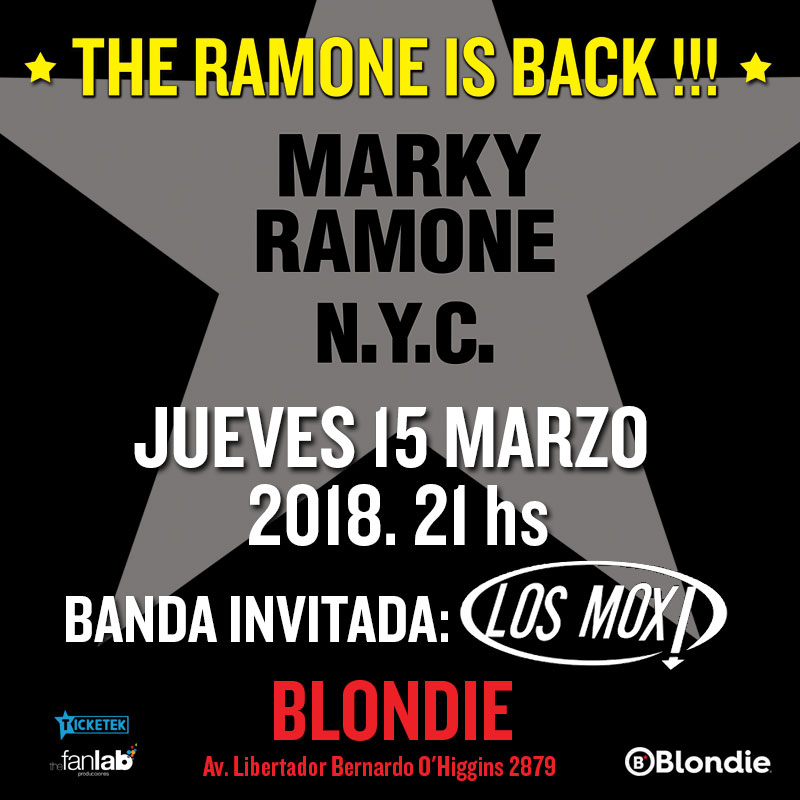 Marky Ramone vuelve a Chile en 2018 en un show junto a Los Mox!